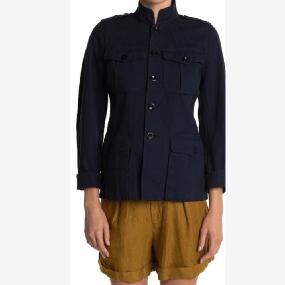 New Women’s Alex Mill Cotton Officer Military Utility Navy Jacket Size Small